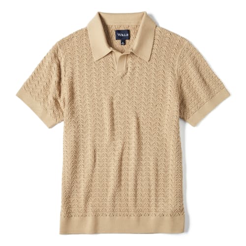 laydown image of Retro Stitch Johnny Collar Polo