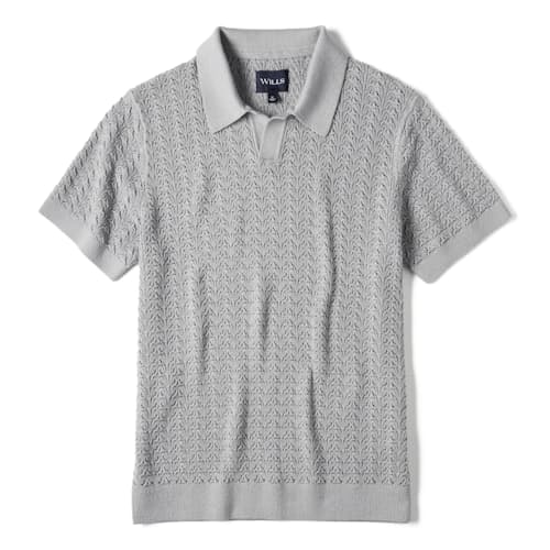 laydown image of Retro Stitch Johnny Collar Polo