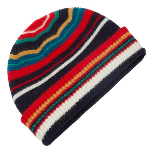 laydown image of Purl Stitch Striped Beanie