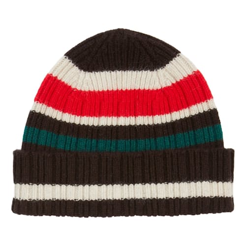 laydown image of Striped Geelongora Beanie