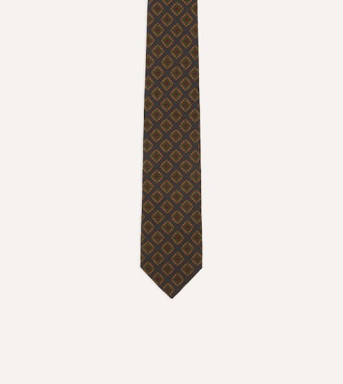 laydown detail image of Flower Stamps Wool-Silk Tie