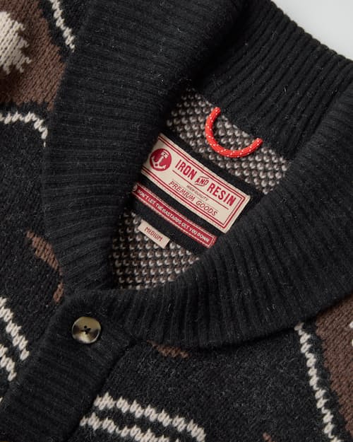 laydown detail image of Wincha Shawl Collar Sweater