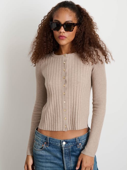 on model image of Women's KB Rib Sweater