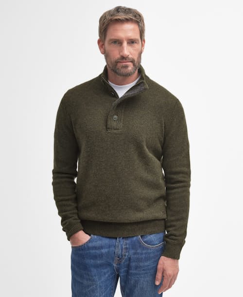 on model image of Essential Patch Half Zip Sweater