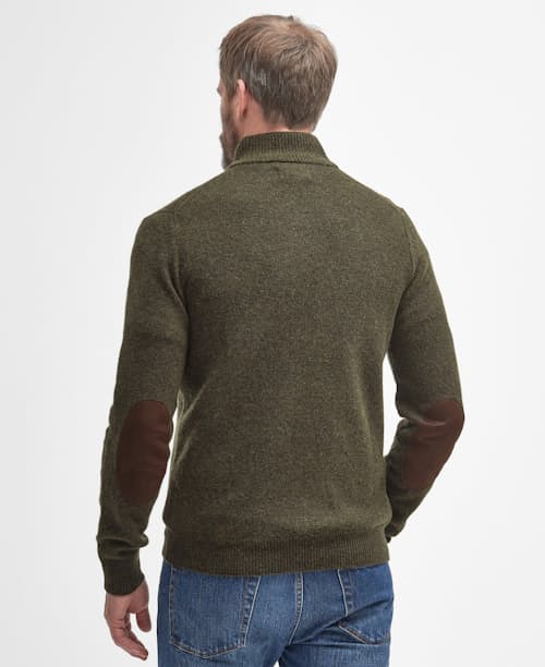 on model image of Essential Patch Half Zip Sweater