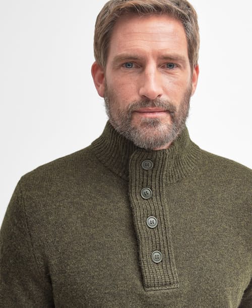 on model image of Essential Patch Half Zip Sweater