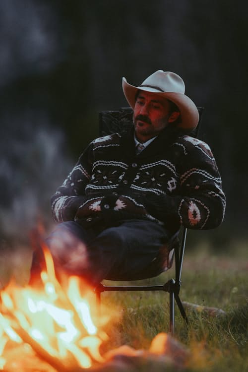 lifestyle image of Wincha Shawl Collar Sweater