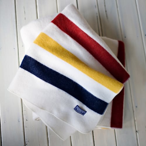 laydown image of Revival Stripe Wool Throw