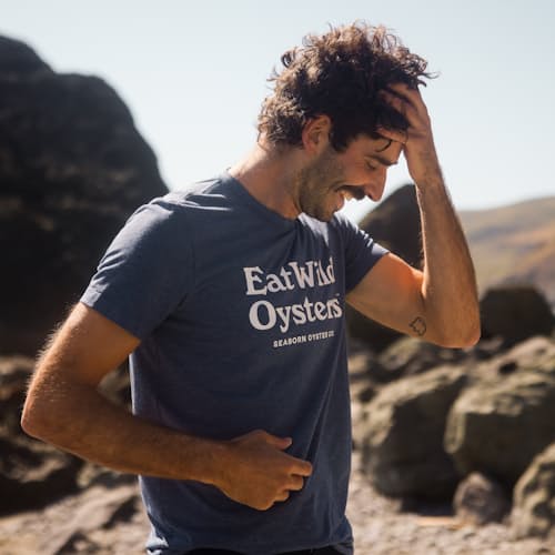 laydown image of Seawool Eat Wild Oysters T-Shirt