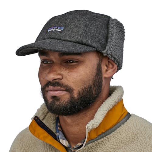 laydown image of Recycled Wool Ear Flap Hat