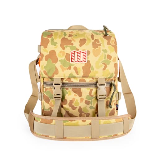 laydown image of Topo Designs x Nanga x Natal - 1000D Camo Rover Shoulder Bag