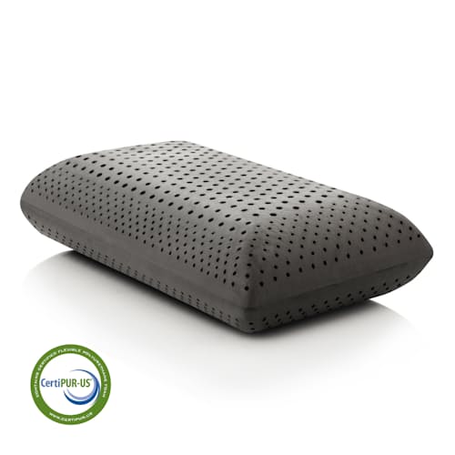 laydown image of Zoned Dough Mid Loft Charcoal Pillow - King