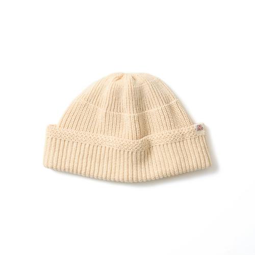 laydown image of Cotton Wool Ribbed Beanie