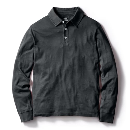laydown image of Vintage Slub Long Sleeve Polo