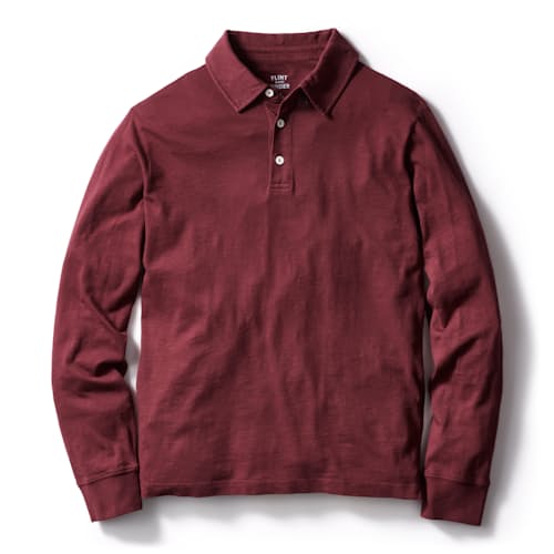 laydown image of Vintage Slub Long Sleeve Polo