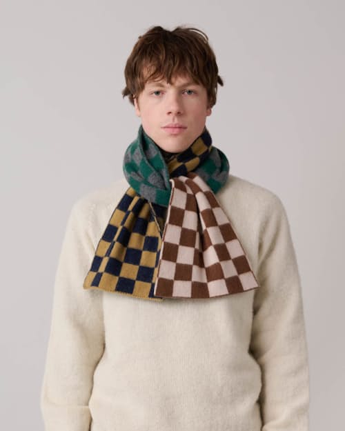 on model image of Cosmic Checkerboard Scarf