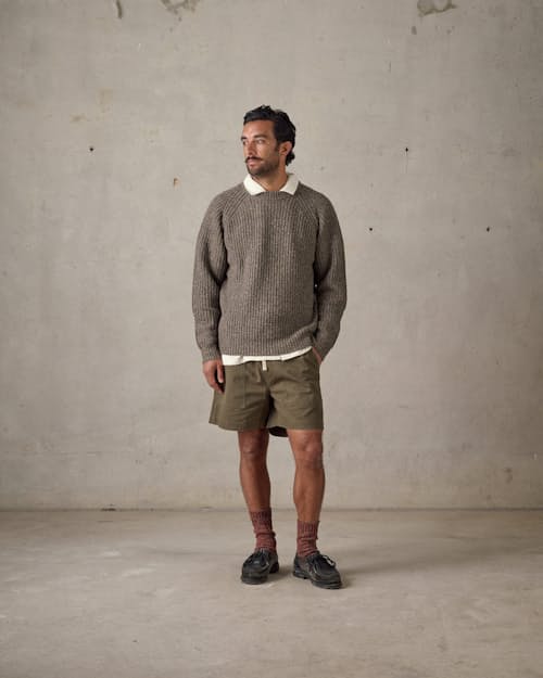 on model image of Shoreline Fisherman Crewneck Sweater