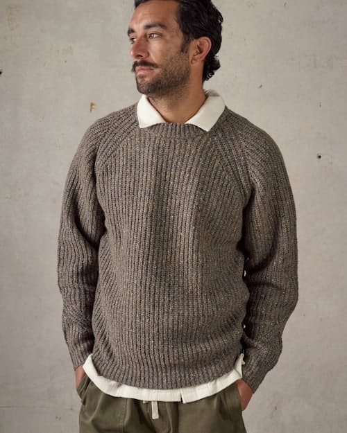 on model image of Shoreline Fisherman Crewneck Sweater