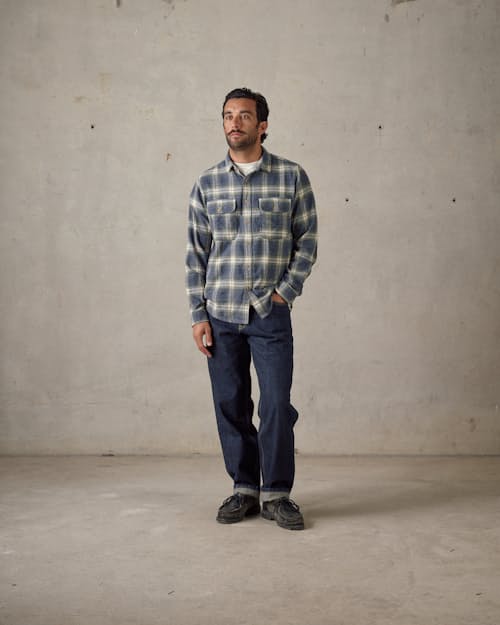 on model image of Twin Pocket Flannel Shirt