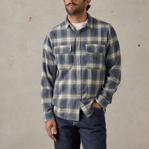 on model image of Twin Pocket Flannel Shirt