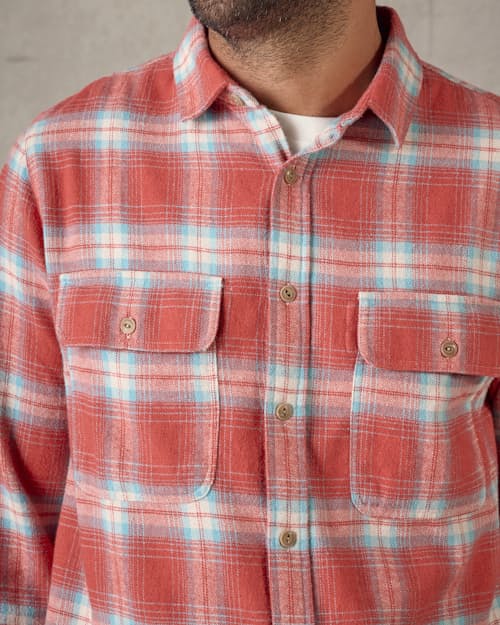 on model image of Twin Pocket Flannel Shirt