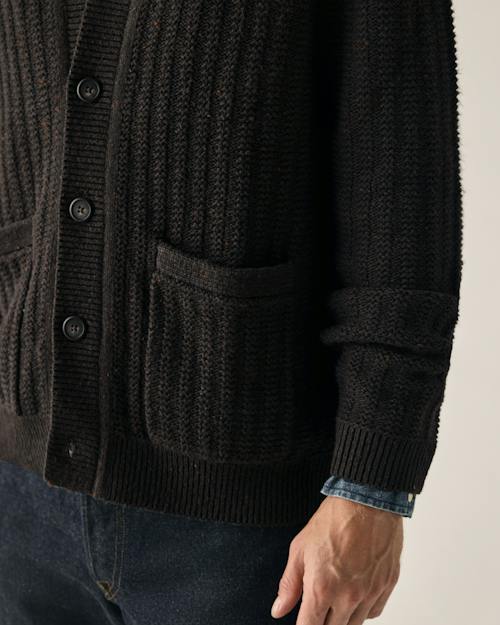 on model image of Recycled Cotton Headlands Full Button Cardigan