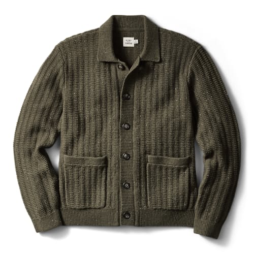 laydown image of Recycled Cotton Headlands Full Button Cardigan
