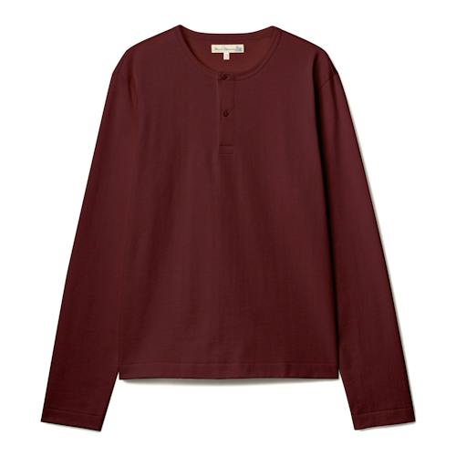 laydown image of 2M16LS Cropped Vintage Machine Refined Fit Henley Longsleeve