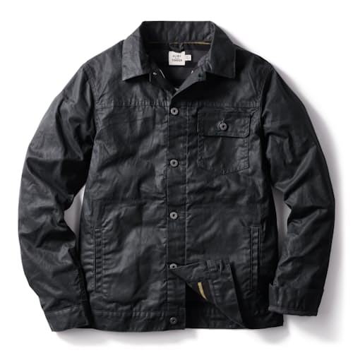 laydown image of Flannel-Lined Waxed Trucker Jacket - Tall