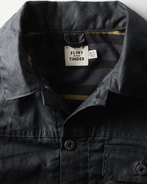 laydown detail image of Flannel-Lined Waxed Trucker Jacket - Tall