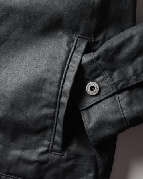 laydown detail image of Flannel-Lined Waxed Trucker Jacket - Tall