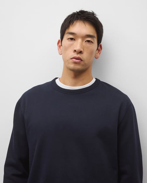on model image of Midweight Terry Standard Crewneck