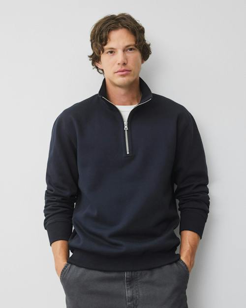 on model image of Brushed Fleece Standard Quarter Zip