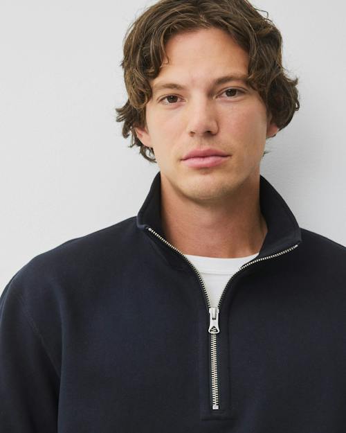 on model image of Brushed Fleece Standard Quarter Zip