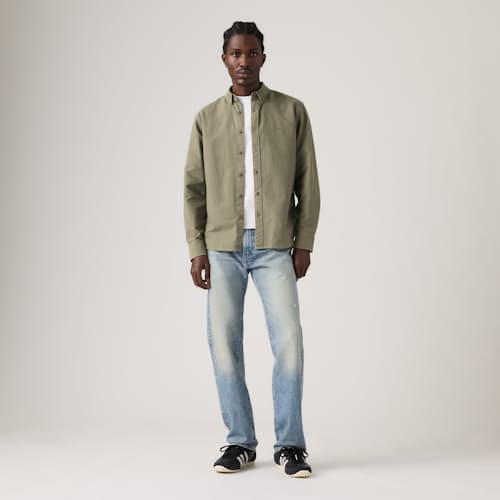 on model image of 505® Regular Selvedge Denim