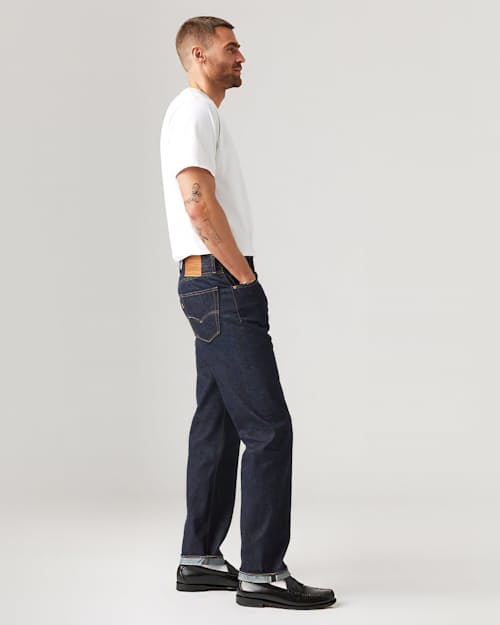 on model image of 505® Regular Selvedge Denim