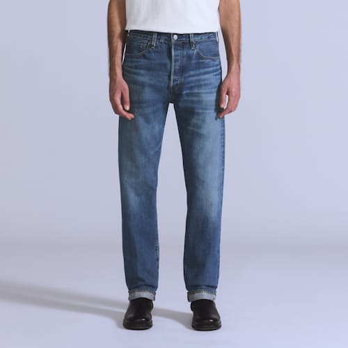 on model image of Blue Tab 1980's 501® Straight Denim