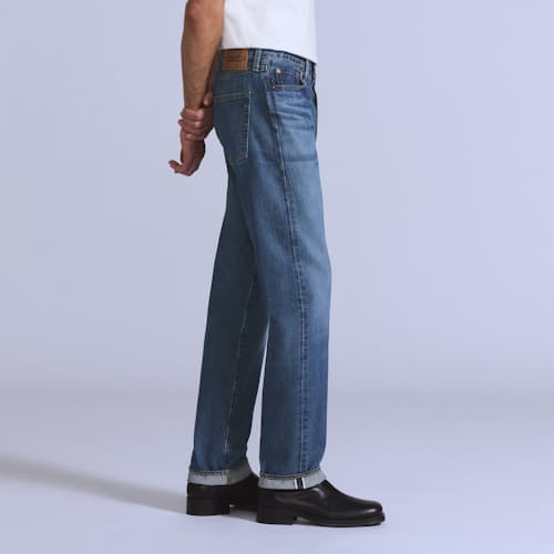 on model image of Blue Tab 1980's 501® Straight Denim