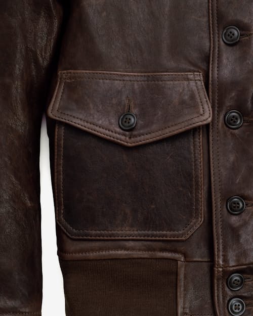 laydown detail image of Italian Lambskin A-1 Flight Jacket