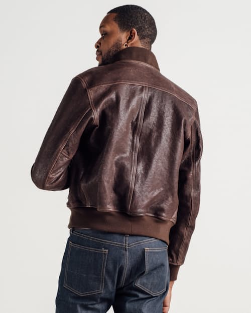 on model image of Italian Lambskin A-1 Flight Jacket