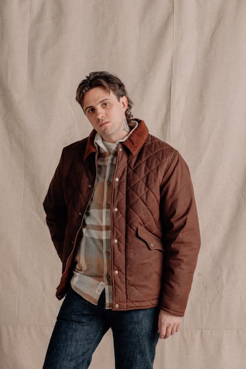 on model image of Waxed Cotton Countryman's Jacket