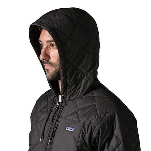 on model image of Diamond Quilted Bomber Hoody
