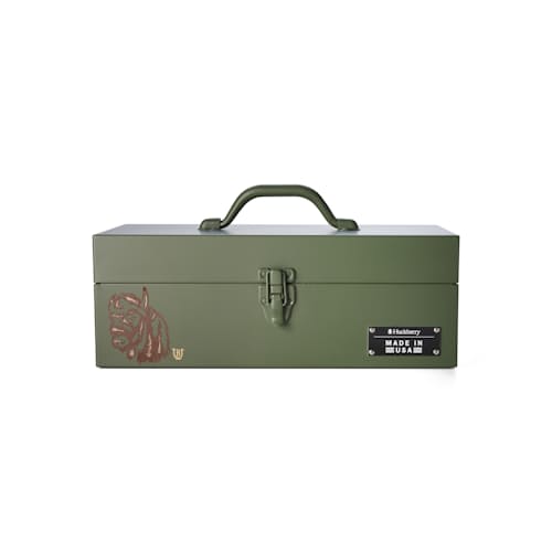 laydown image of Hand-Painted Steel Tool Box + Removable Tray