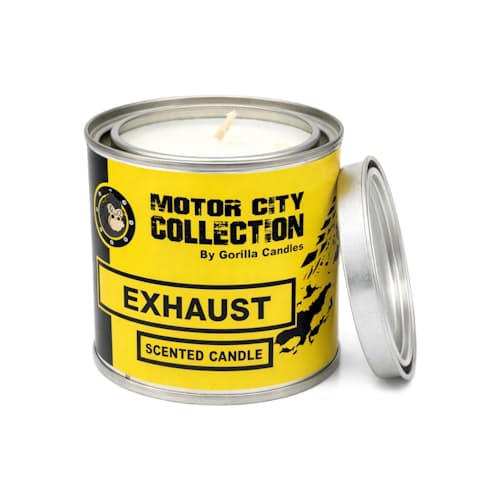 laydown image of Exhaust Scented Candle