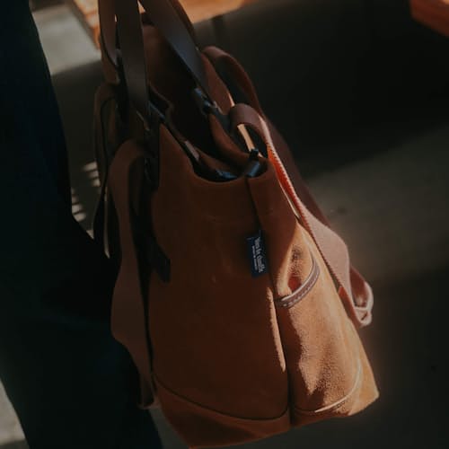 lifestyle image of Meline Suede Business Bag