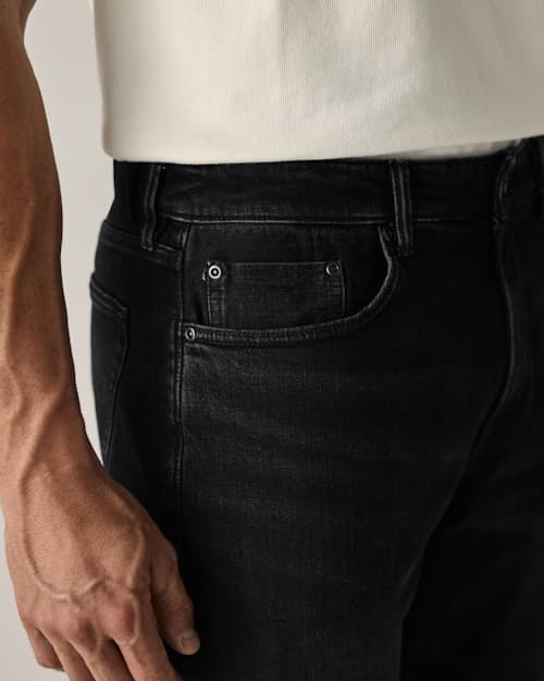 on model image of Stretch Selvedge Denim - HB Athletic Straight