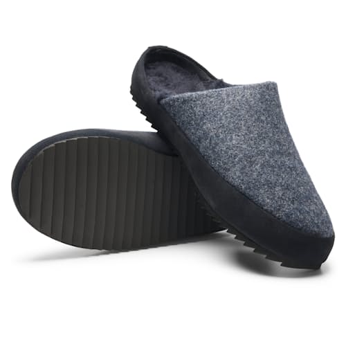laydown image of Shearling Lined Wool Mule Slipper