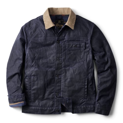 laydown image of Flannel-Lined Waxed Trucker Jacket