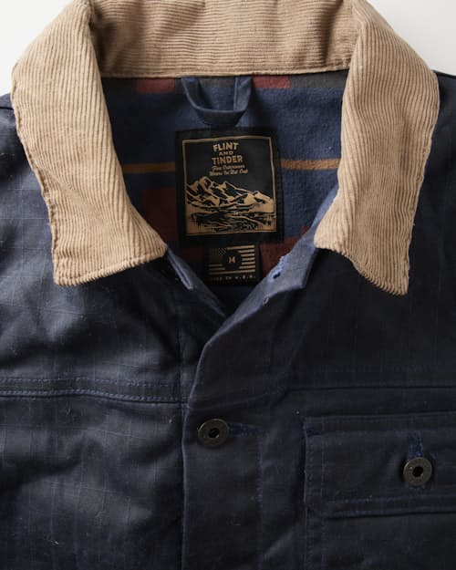 laydown detail image of Flannel-Lined Waxed Trucker Jacket