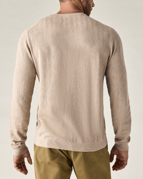 on model image of Lightweight Cotton-Merino Crewneck Sweater